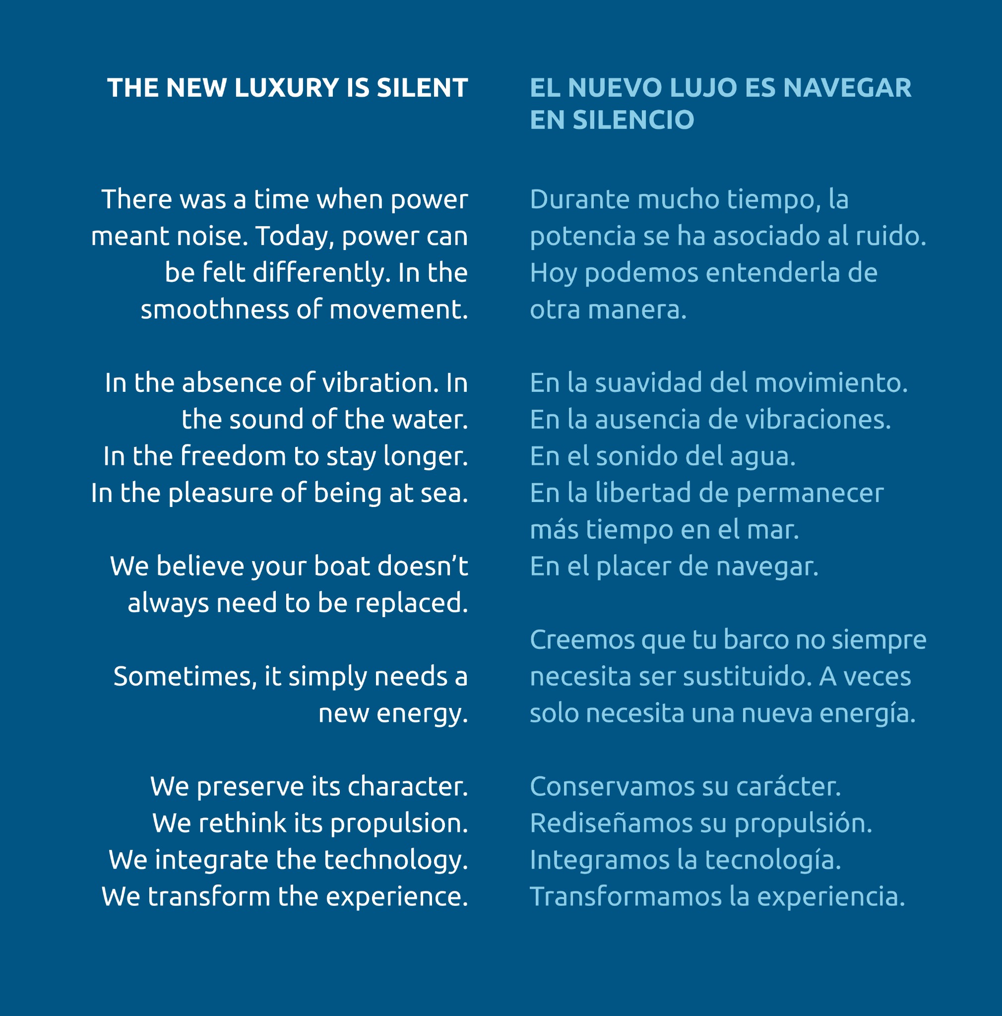 Manifiesto ISER e-Marine: The New Luxury Is Silent / El nuevo lujo es navegar en silencio
